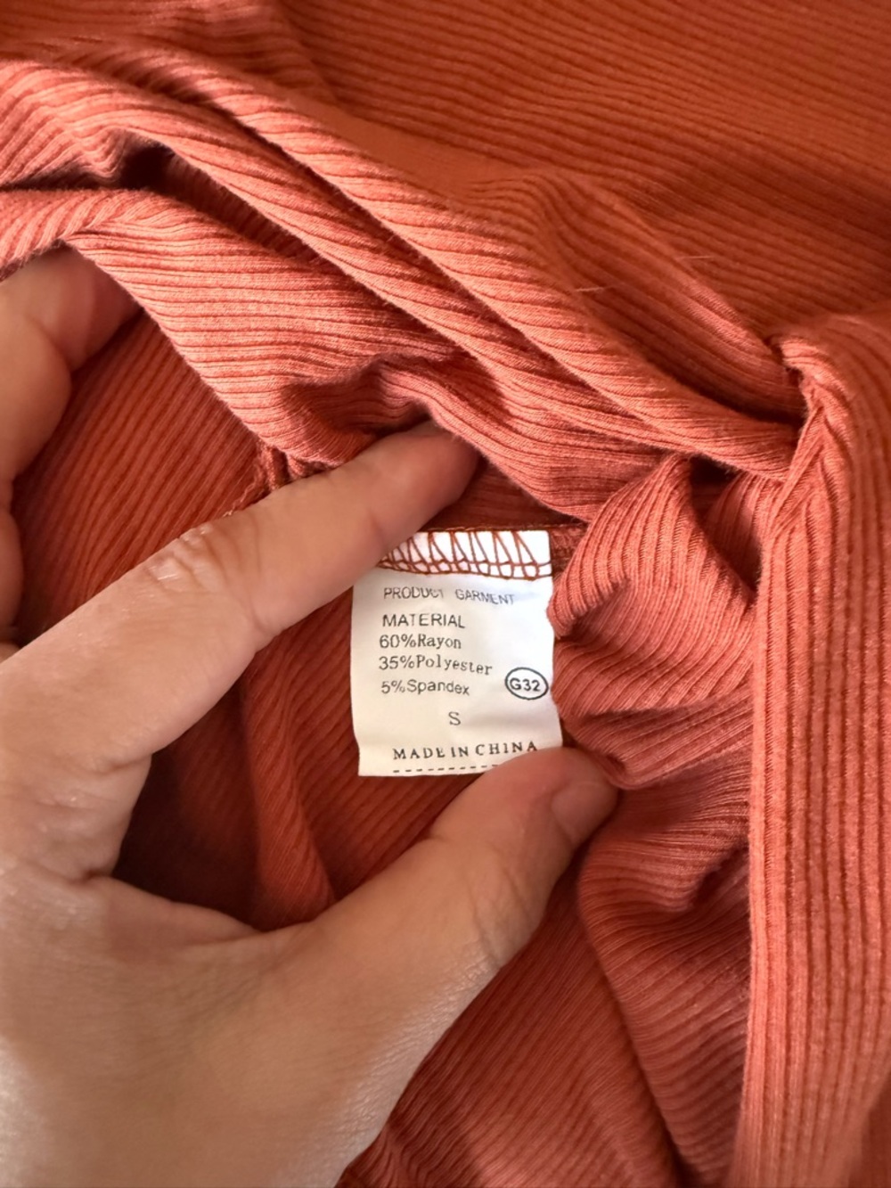 One-Shoulder Rust Orange Ribbed Maxi Dress - Picture 4 of 5